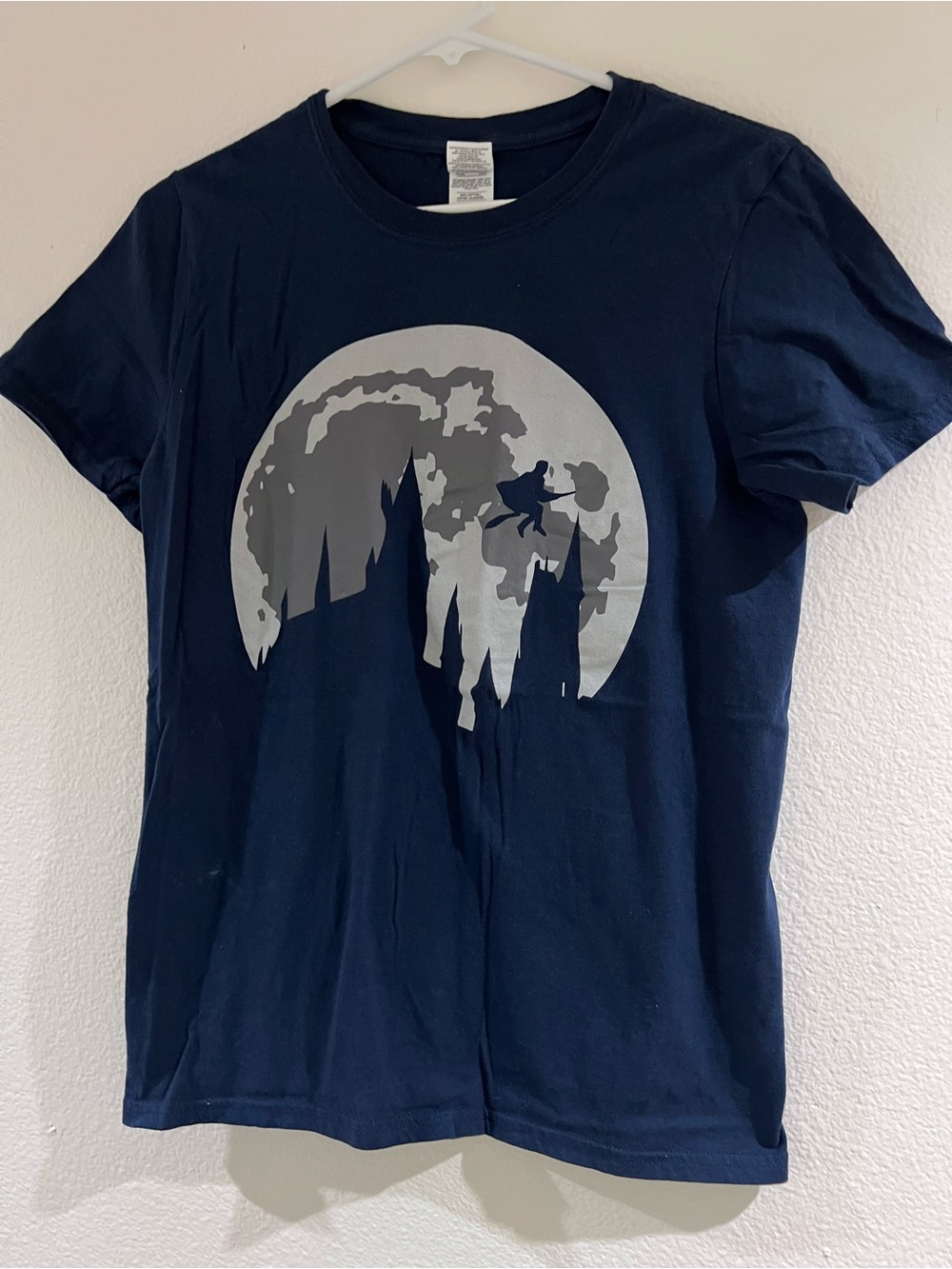 Navy Short Sleeve Graphic Tee with Full Moon Silhouette